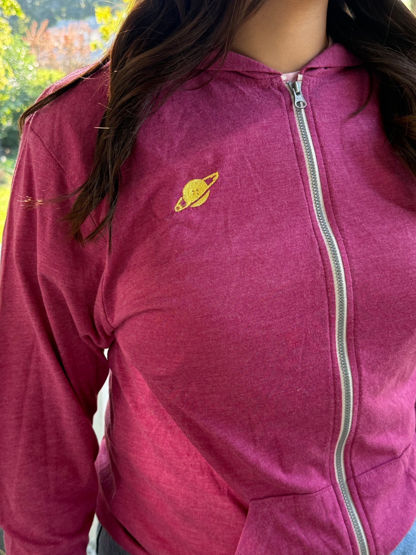 Embroidered Lightweight zip hoodie